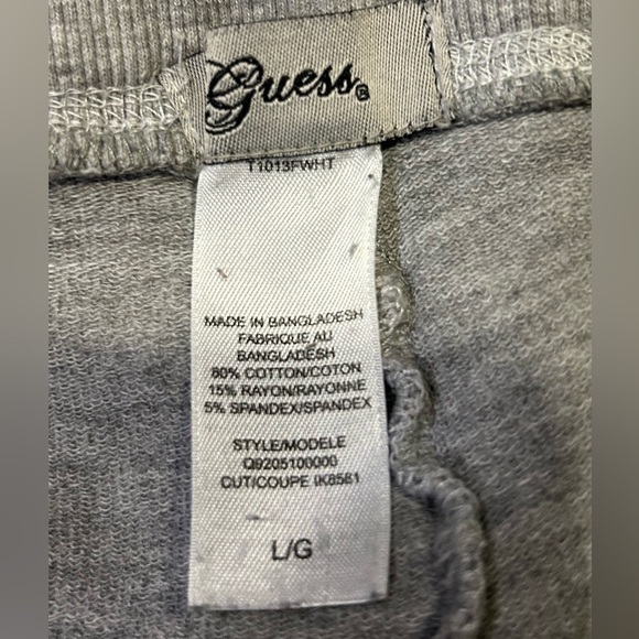 Y2K‎ GUESS Women’s Grey Terry Cloth Cropped Pants w Metallic Logos Large - Picture 5 of 5